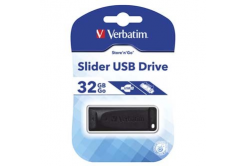 Verbatim 98697 Slider, USB flash disk, USB A 2.0, 32GB, s výsuvným konektorom, čierny